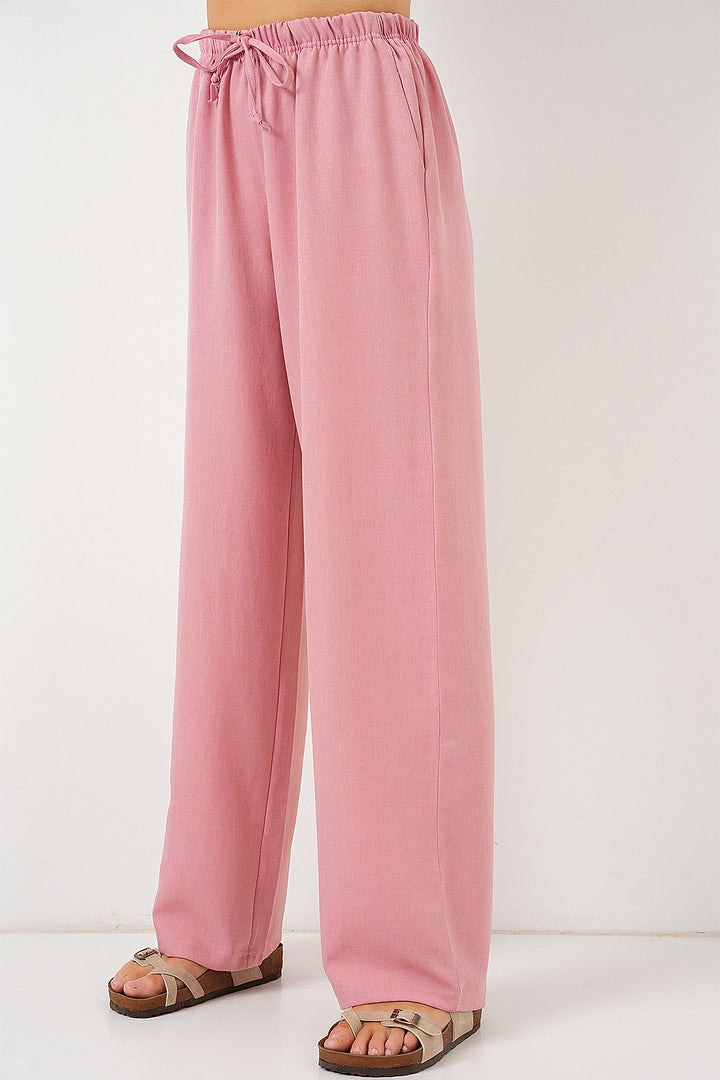 Bigdart Pantalon en lin à jambes larges pour femme 6735 - Poudre