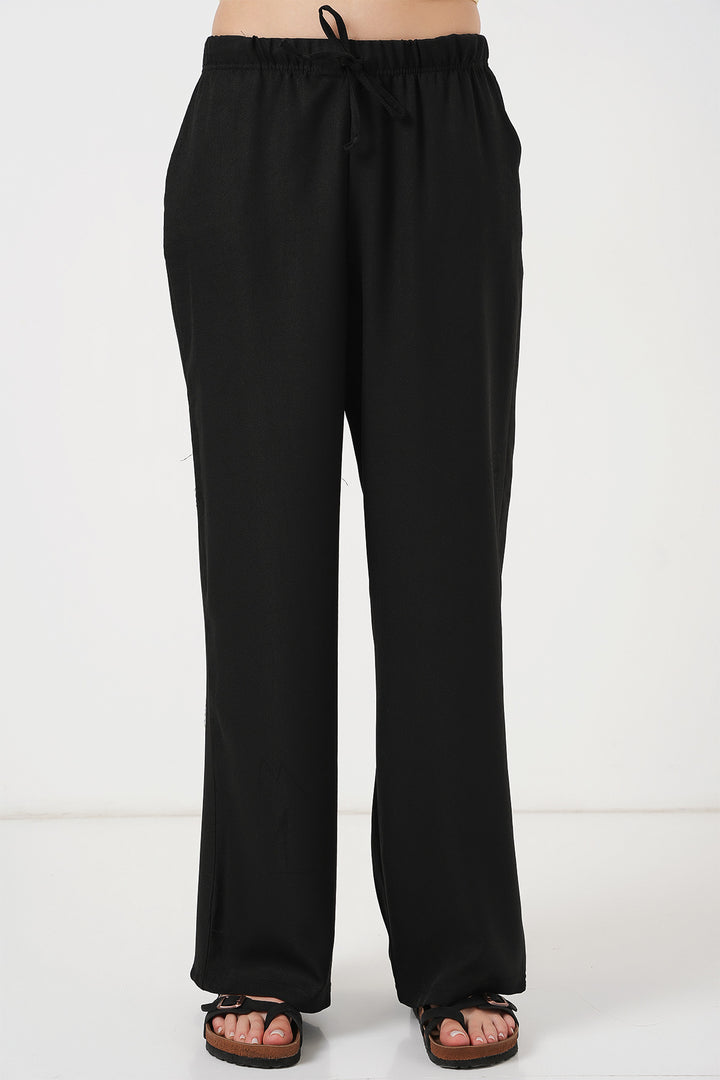 Bigdart Pantalon en lin à jambes larges pour femme 6735 - Noir