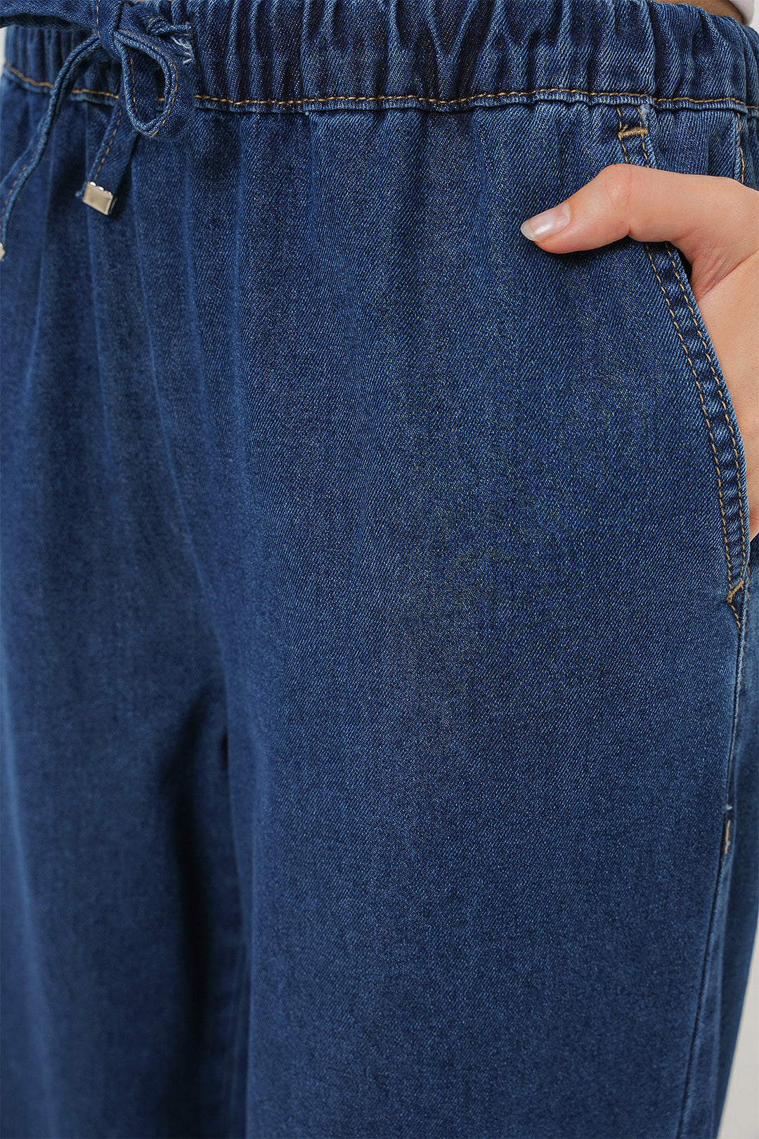 Bigdart Kadın Geniş Paça Kot Pantolon 6706 - A.Bleu marine