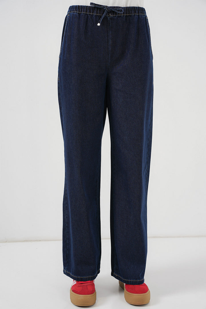 Bigdart Pantalon en jean large femme 6706 - Bleu marine
