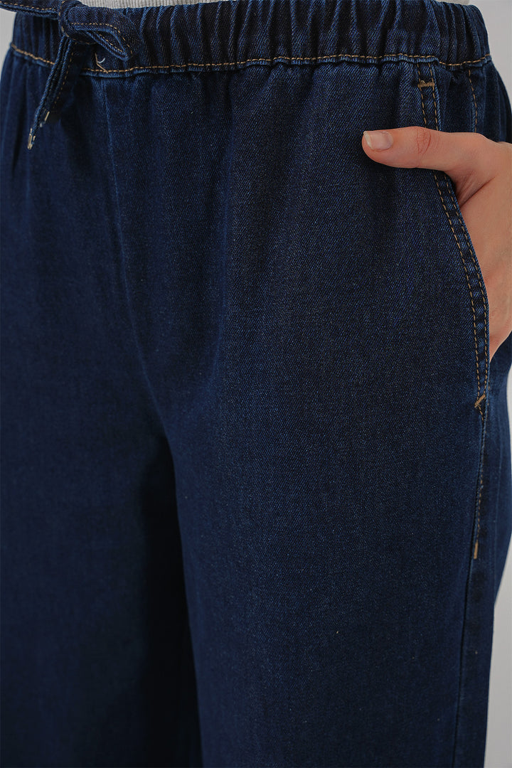 Bigdart Pantalon en jean large femme 6706 - Bleu marine