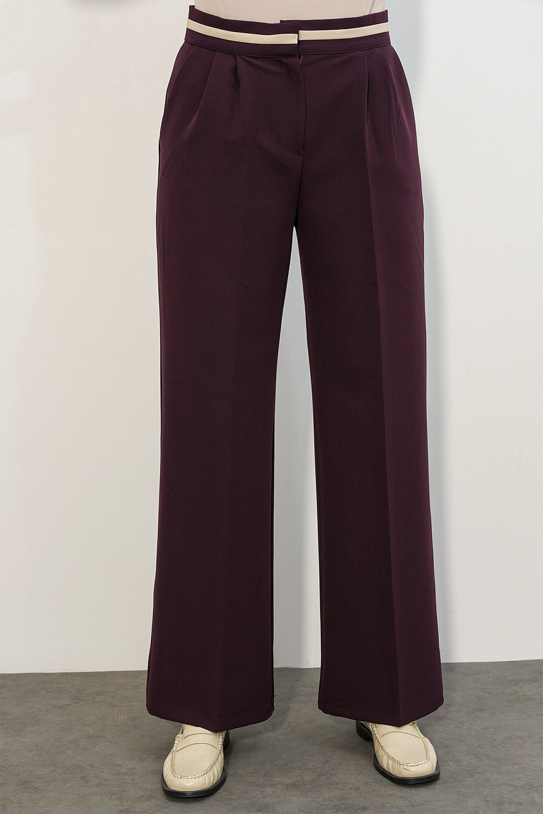 Bigdart Pantalon en tissu à jambes larges pour femme 30088 - Bordeaux