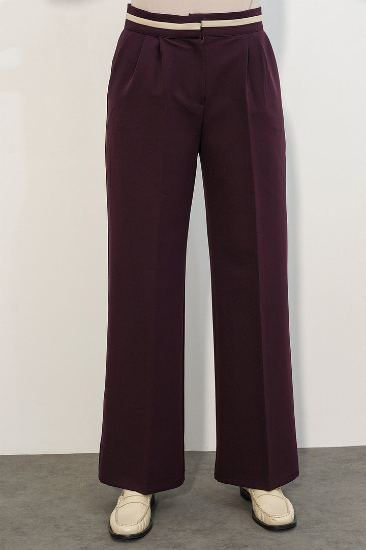 Bigdart Pantalon en tissu à jambes larges pour femme 30088 - Bordeaux