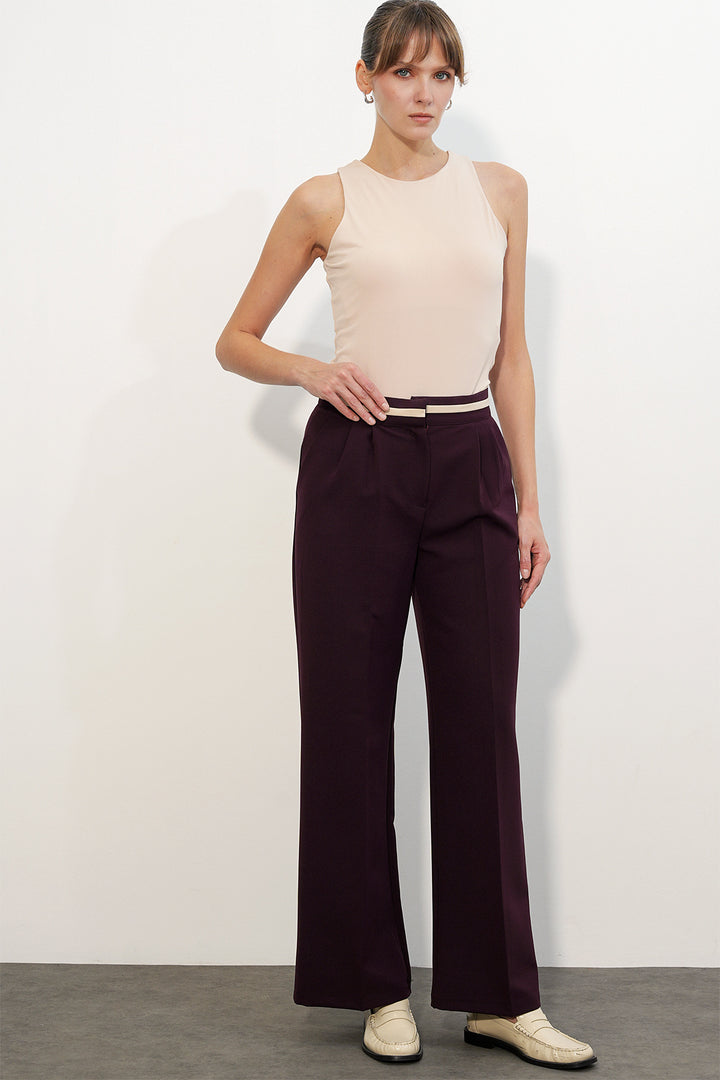 Bigdart Pantalon en tissu à jambes larges pour femme 30088 - Bordeaux