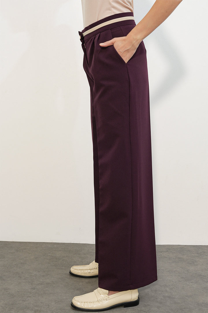 Bigdart Pantalon en tissu à jambes larges pour femme 30088 - Bordeaux