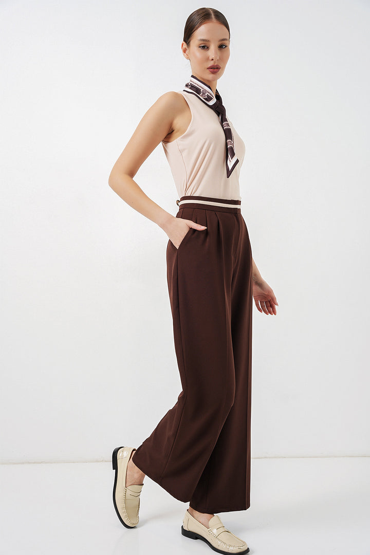 Bigdart Pantalon en tissu large femme 30088 - Marron