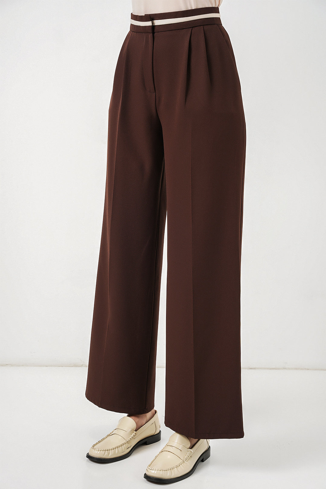 Bigdart Pantalon en tissu large femme 30088 - Marron