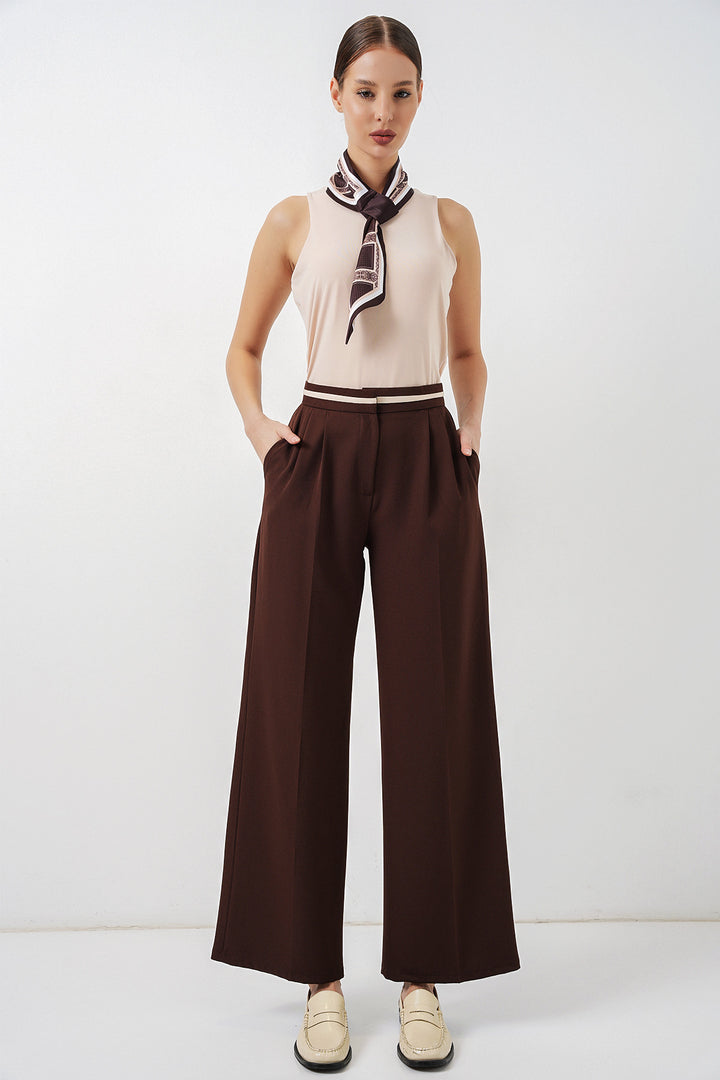 Bigdart Pantalon en tissu large femme 30088 - Marron