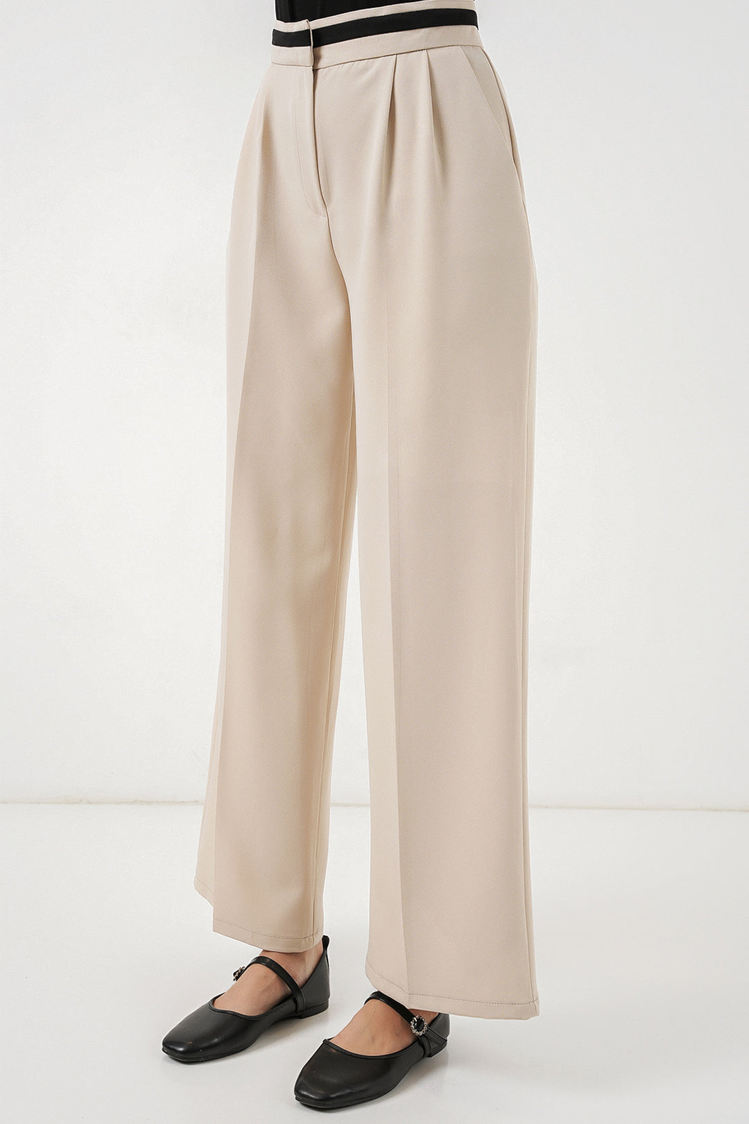 Bigdart Pantalon en tissu large femme 30088 - Crème