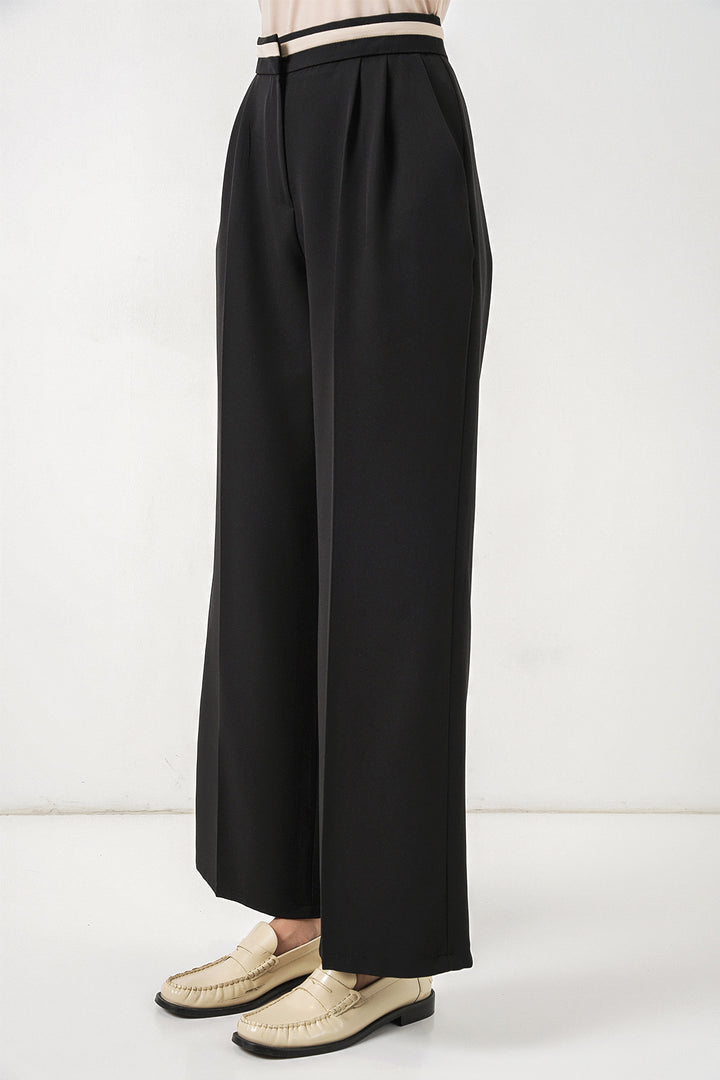 Bigdart Pantalon en tissu large femme 30088 - Noir
