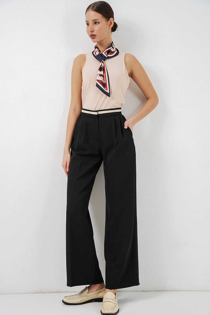 Bigdart Pantalon en tissu large femme 30088 - Noir
