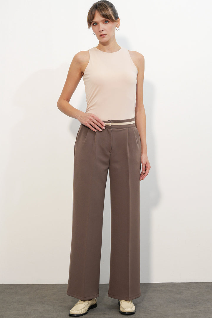 Bigdart Pantalon en tissu à jambes larges pour femme 30088 - Vison