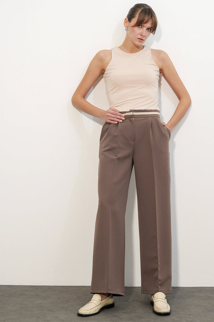 Bigdart Pantalon en tissu à jambes larges pour femme 30088 - Vison