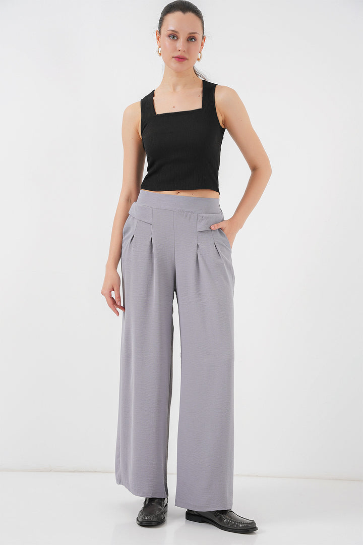 Bigdart Pantalon Plissé Femme Large 6718 - Gris