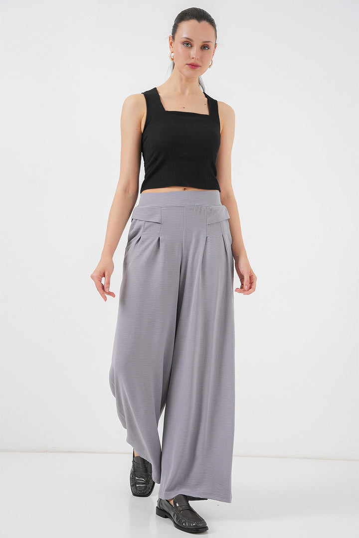 Bigdart Pantalon Plissé Femme Large 6718 - Gris