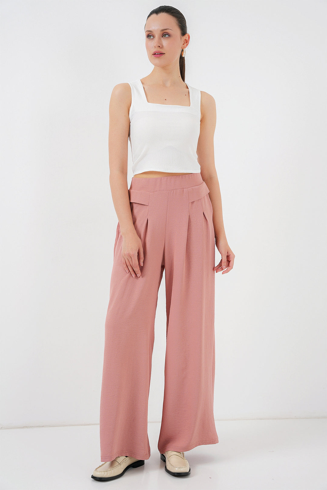 Bigdart Pantalon Plissé Femme Large 6718 - Rose Poudré