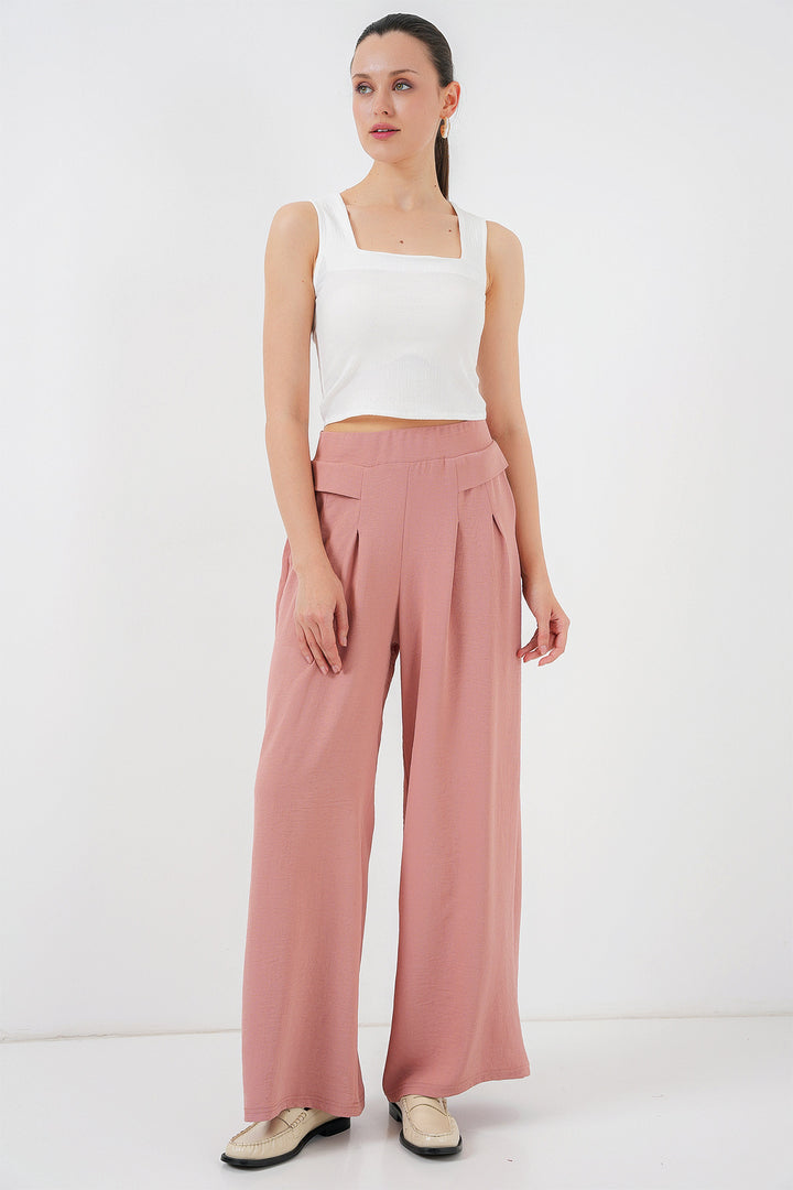 Bigdart Pantalon Plissé Femme Large 6718 - Rose Poudré