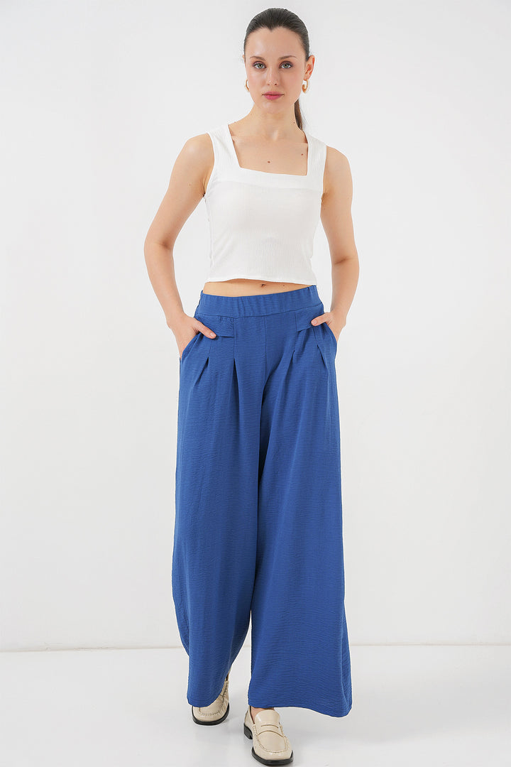 Bigdart Pantalon Plissé à Jambes Larges Femme 6718 - Indigo