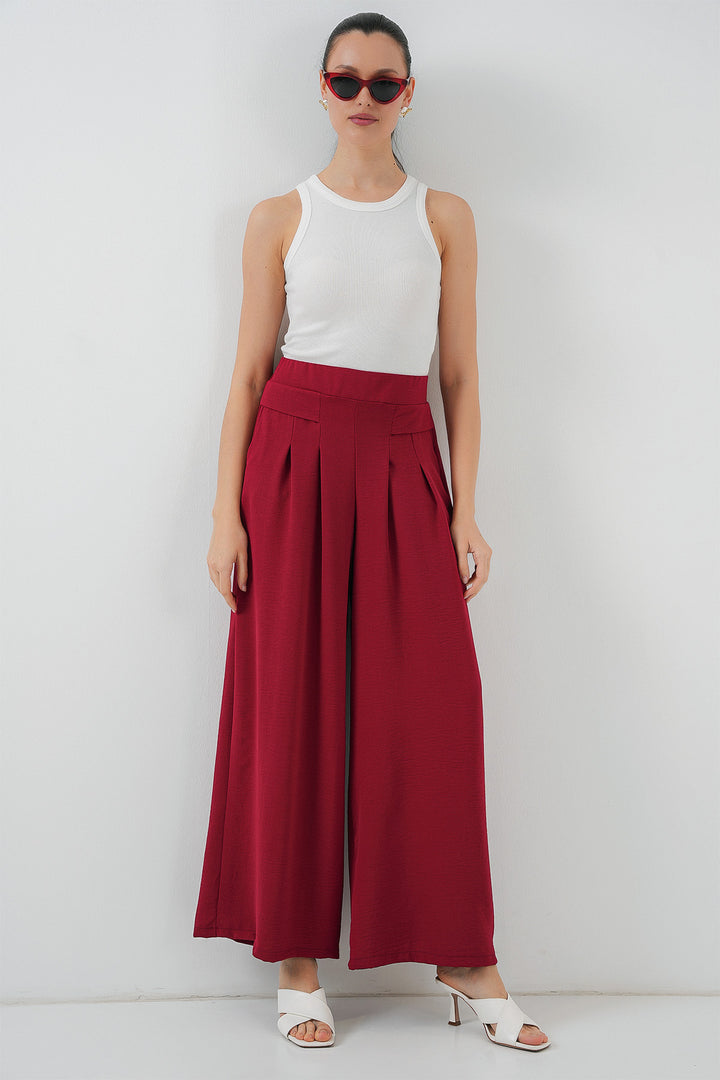 Bigdart Pantalon plissé large femme 6718 - Rouge