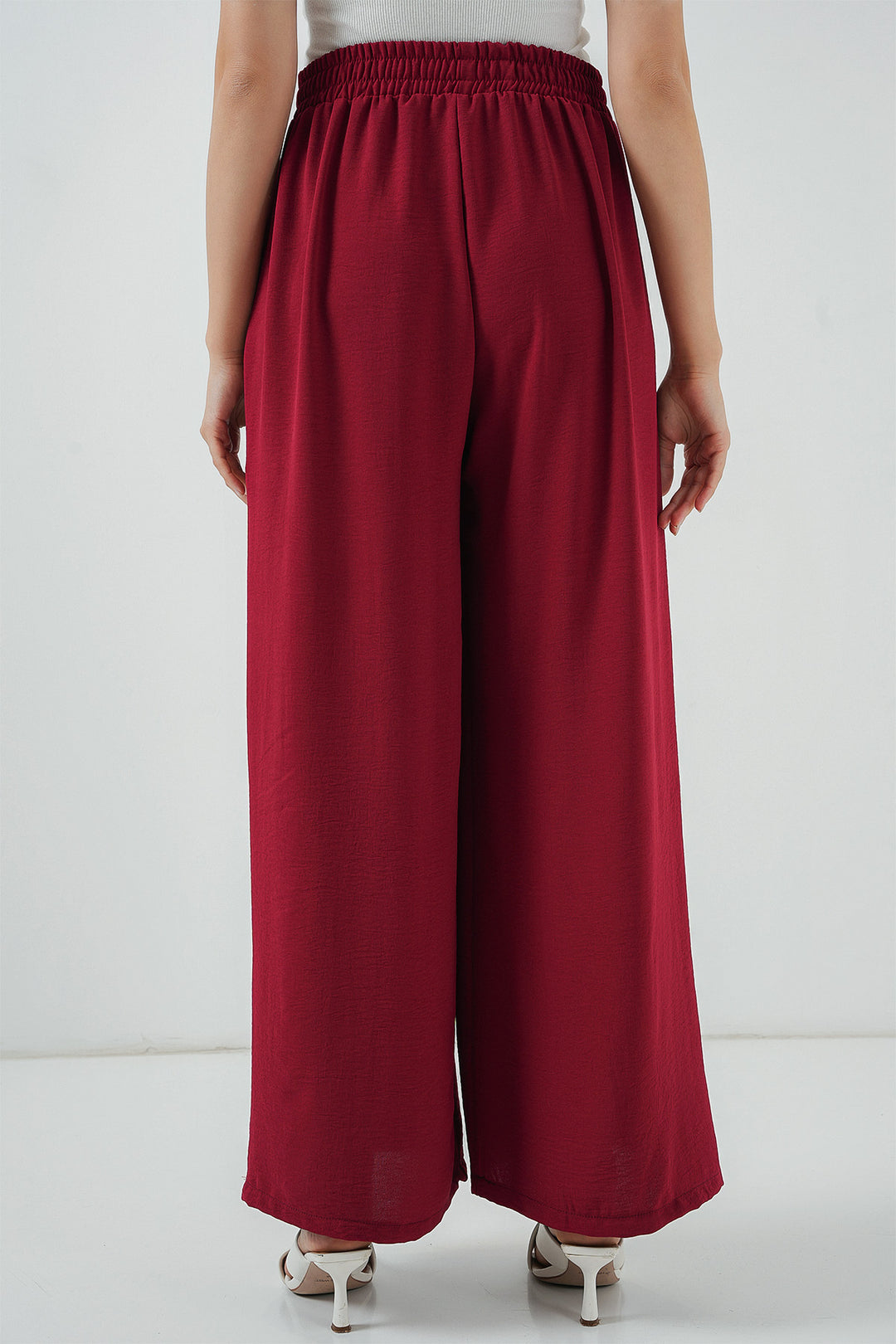 Bigdart Kadın Geniş Paça Pileli Pantolon 6718 - Rouge