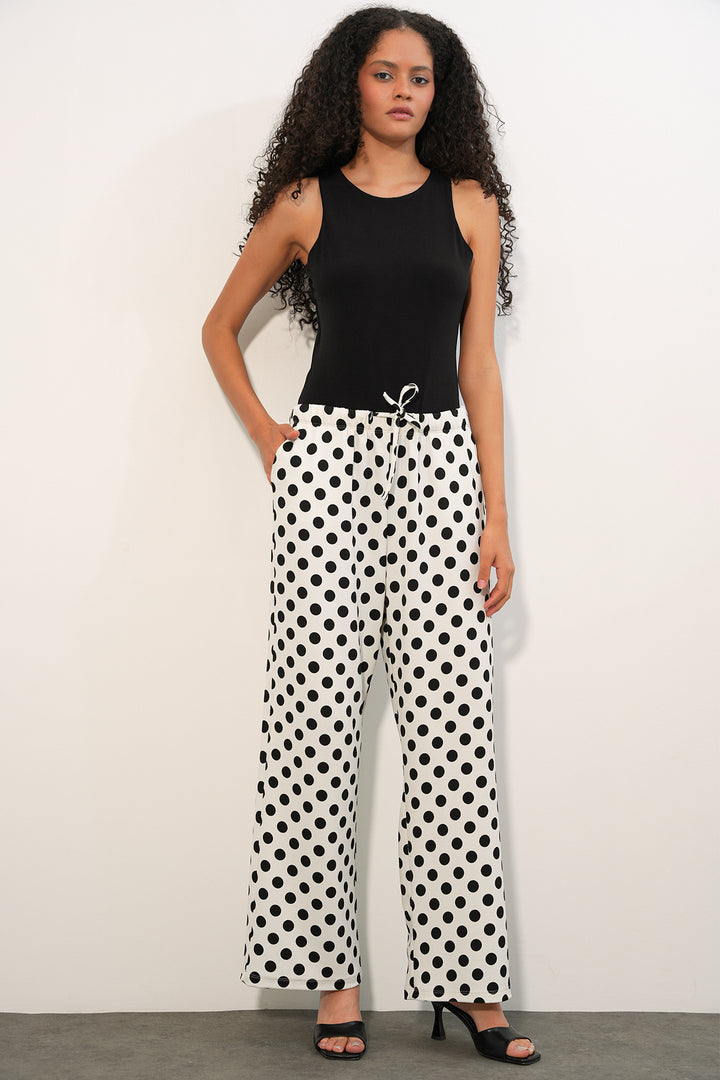Bigdart Pantalon à pois large pour femme 30116 - Blanc