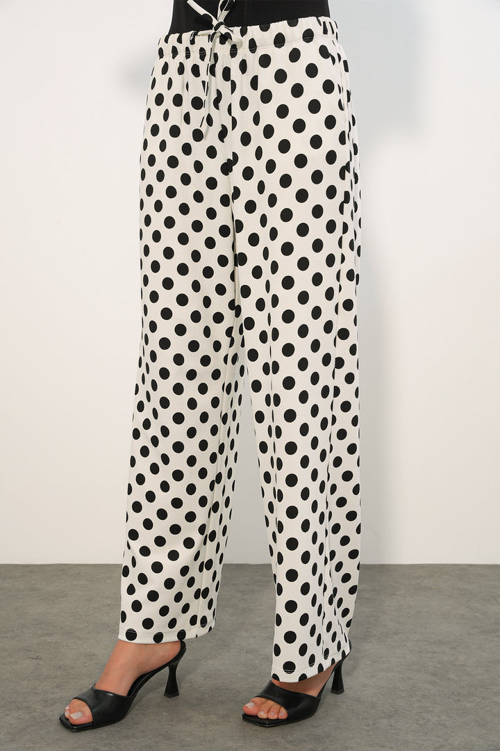 Bigdart Pantalon à pois large pour femme 30116 - Blanc