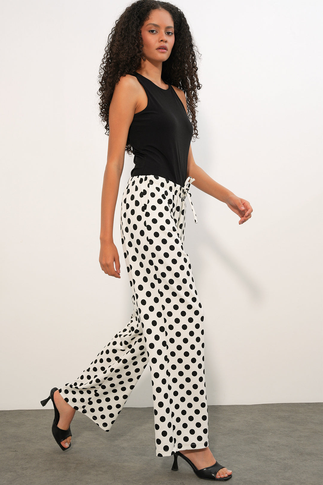 Bigdart Pantalon à pois large pour femme 30116 - Blanc