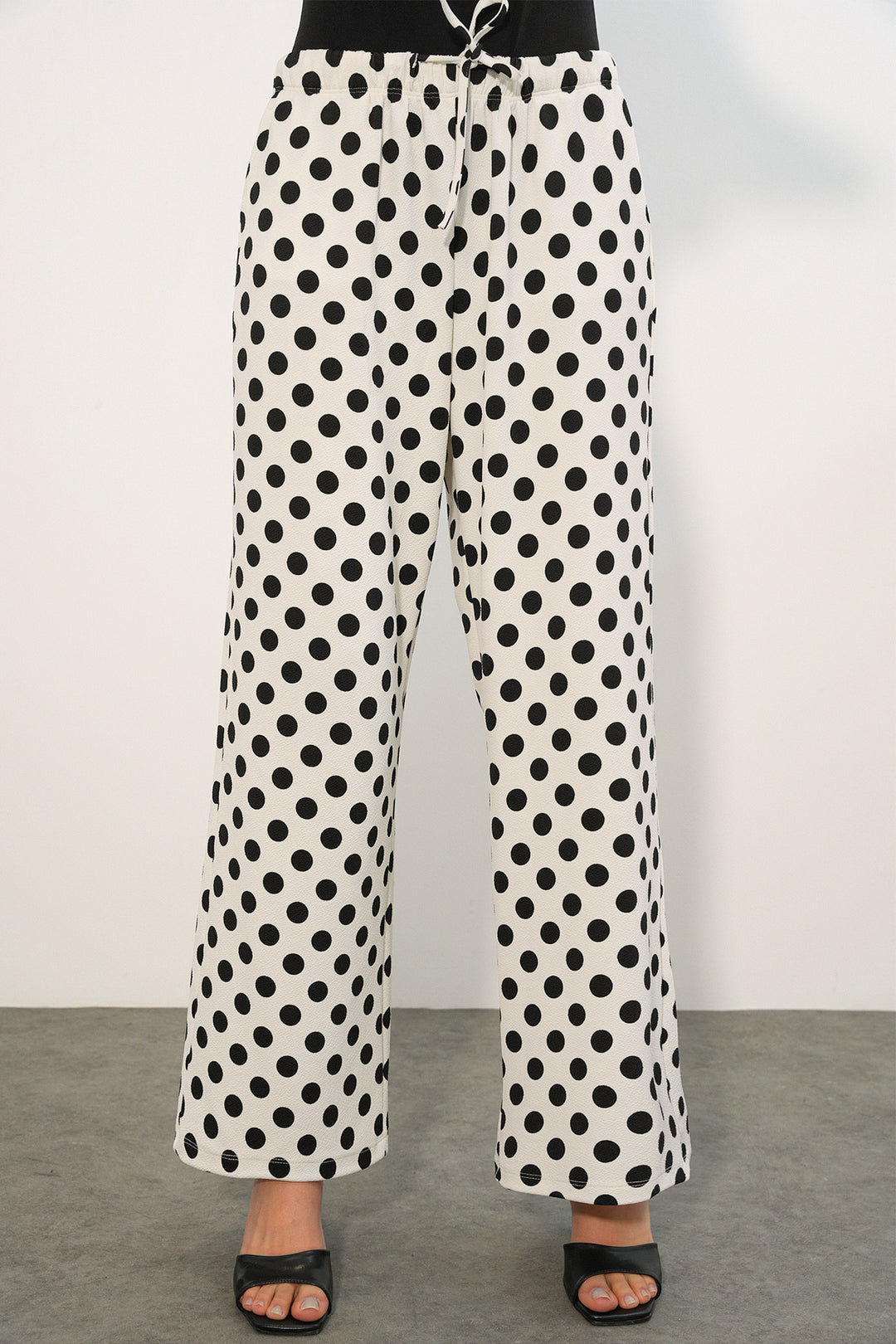 Bigdart Pantalon à pois large pour femme 30116 - Blanc