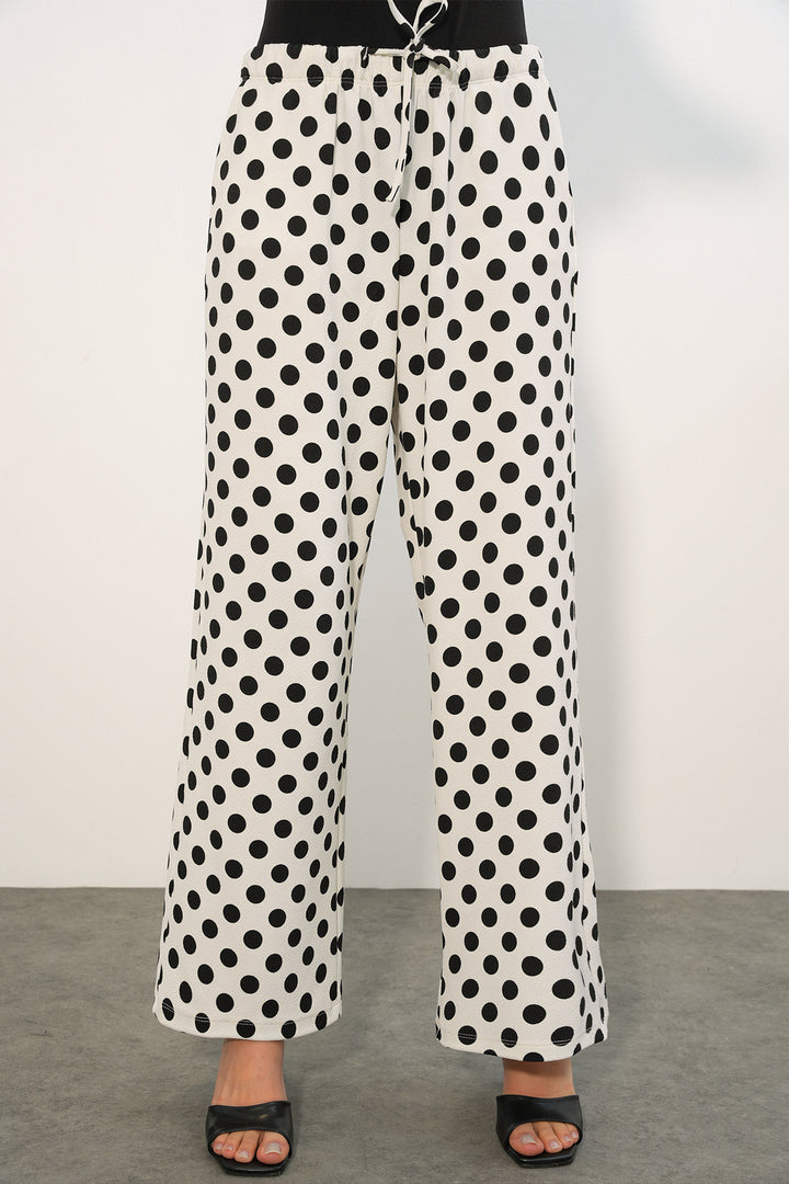 Bigdart Pantalon à pois large pour femme 30116 - Blanc