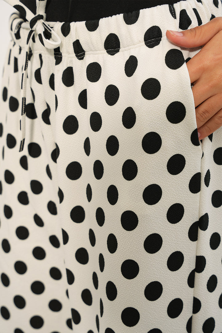 Bigdart Pantalon à pois large pour femme 30116 - Blanc