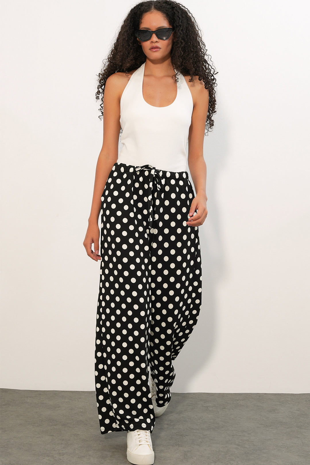 Bigdart Pantalon à pois large pour femme 30116 - Noir