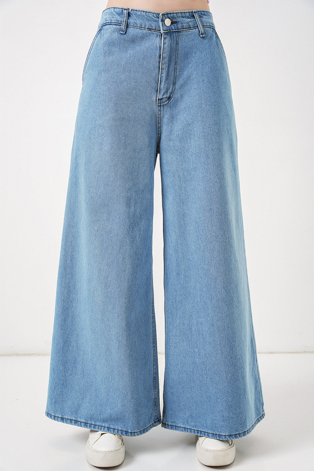 Bigdart Pantalon en jean taille haute à jambes larges pour femmes 30080 - Bleu clair