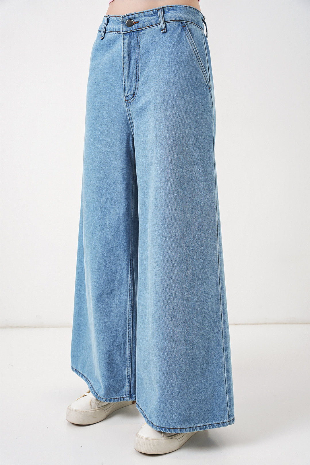 Bigdart Pantalon en jean taille haute à jambes larges pour femmes 30080 - Bleu clair