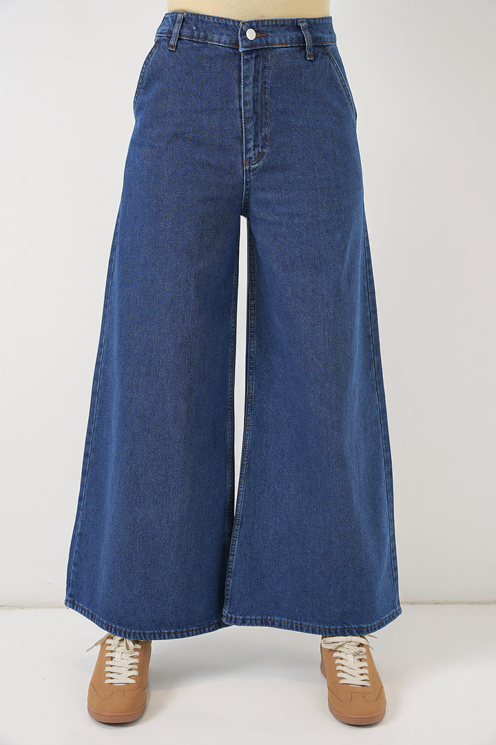 Bigdart Pantalon en jean taille haute à jambes larges pour femmes 30080 - Bleu
