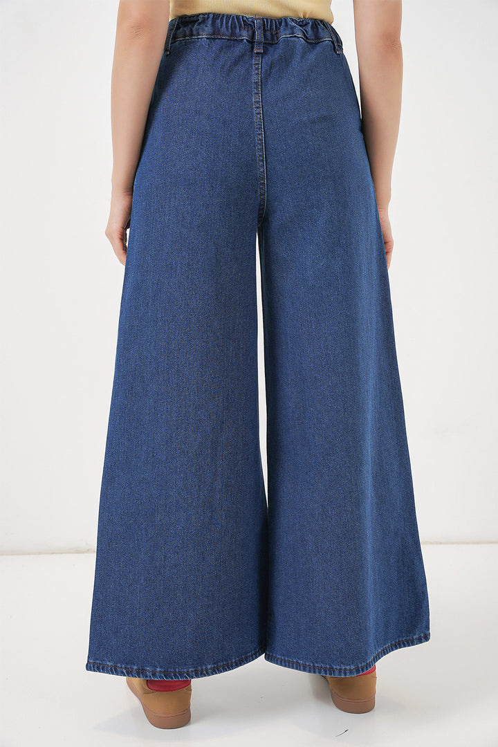 Bigdart Pantalon en jean taille haute à jambes larges pour femmes 30080 - Bleu