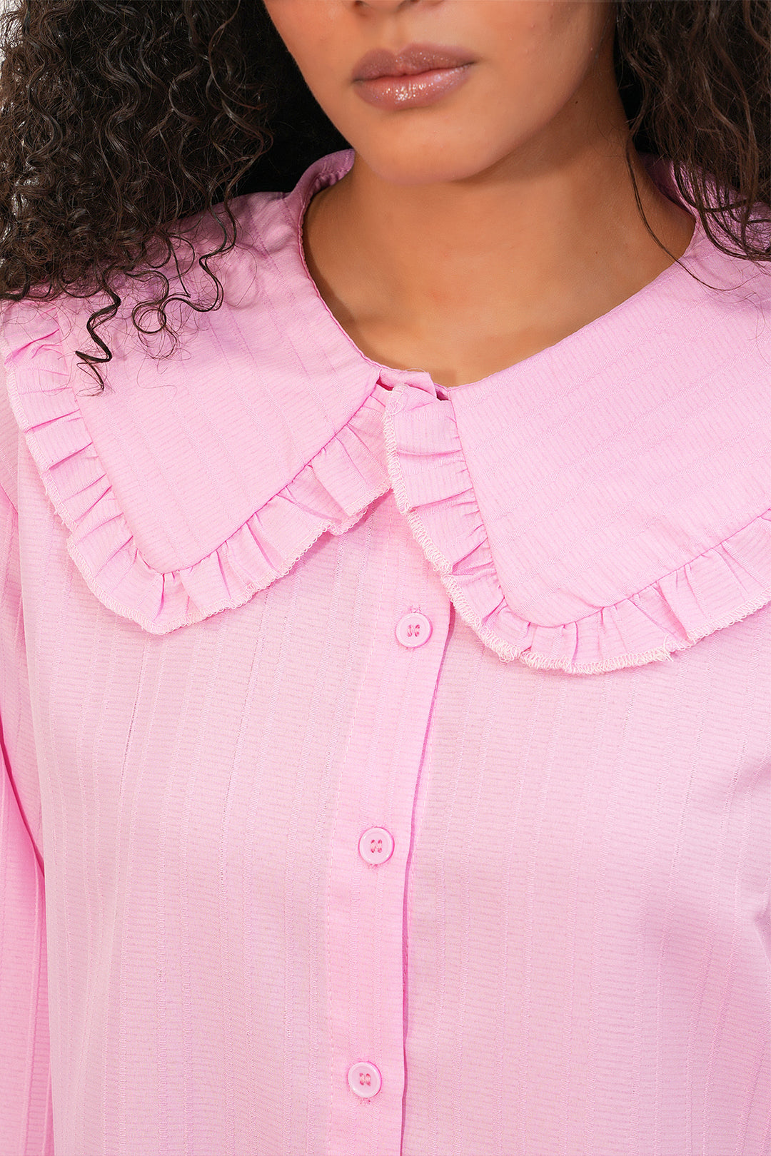 Bigdart Chemisier Tunique Femme à Rayures à Col Large 5993 - Rose