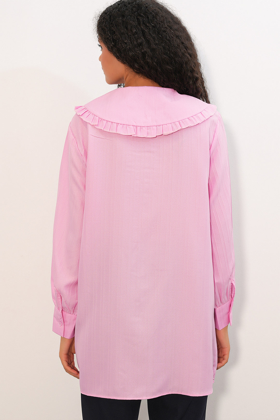 Bigdart Chemisier Tunique Femme à Rayures à Col Large 5993 - Rose