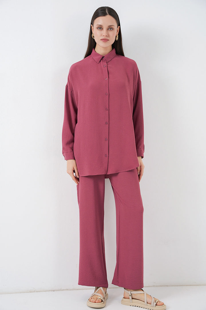 Bigdart Ensemble de pantalon et chemise pour femmes 30063 - Rose poudré