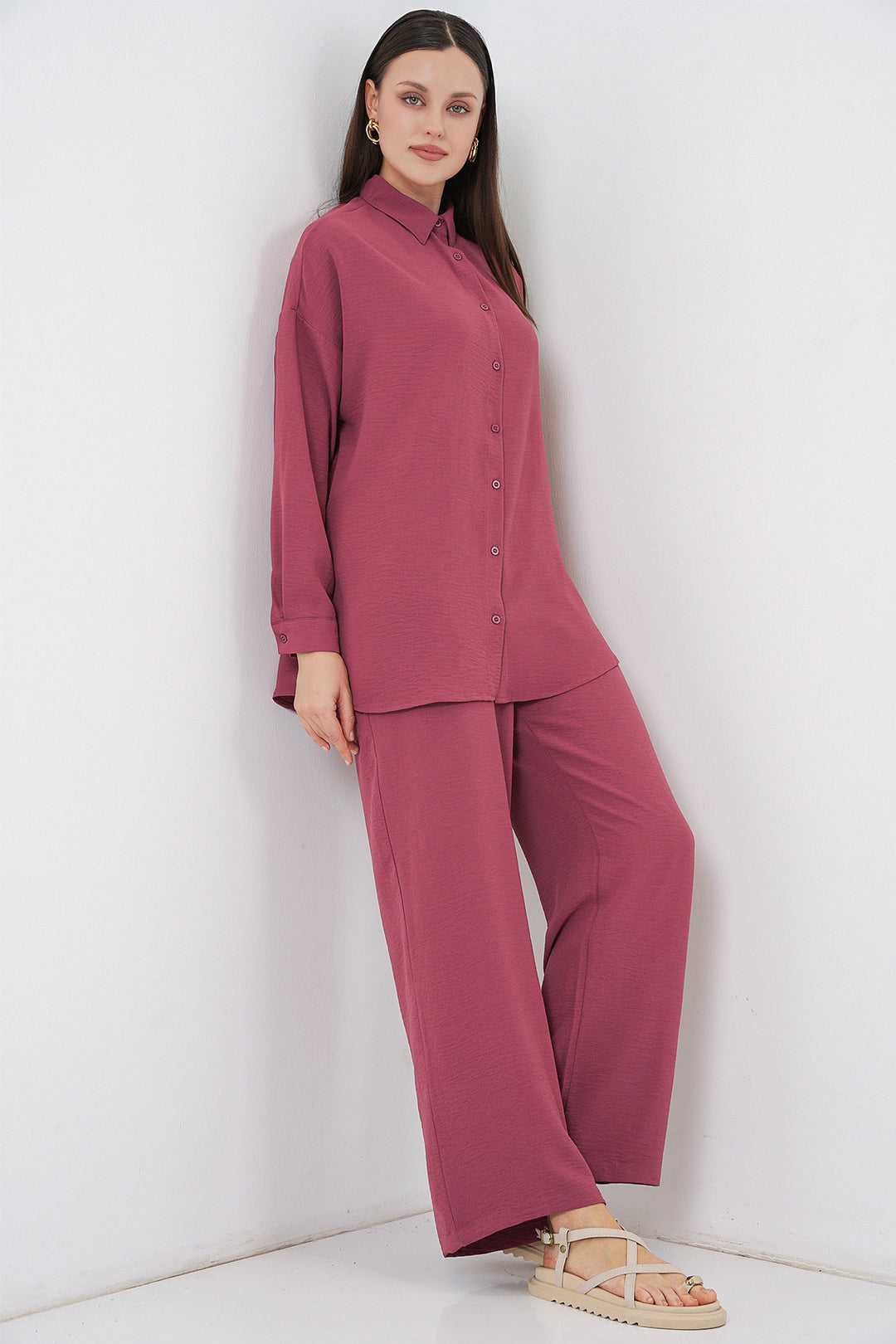 Bigdart Ensemble de pantalon et chemise pour femmes 30063 - Rose poudré