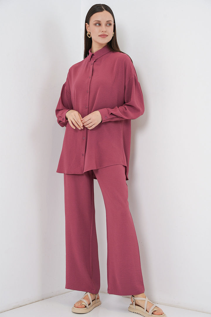 Bigdart Ensemble de pantalon et chemise pour femmes 30063 - Rose poudré