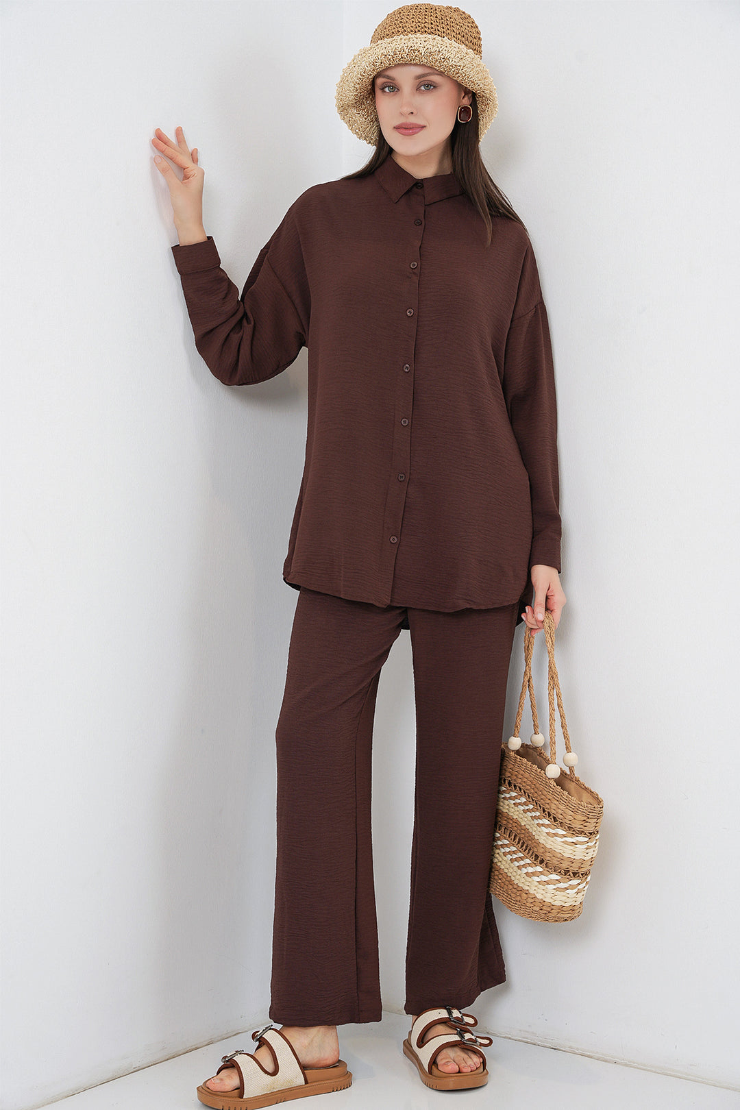 Bigdart Ensemble de pantalon et chemise pour femmes 30063 - Marron