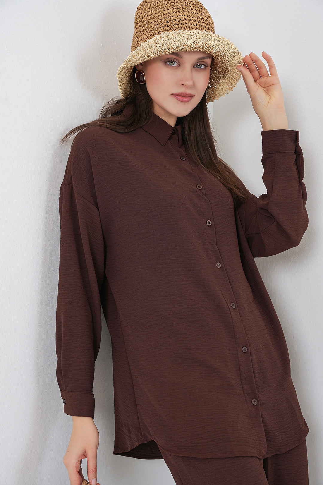 Bigdart Ensemble de pantalon et chemise pour femmes 30063 - Marron