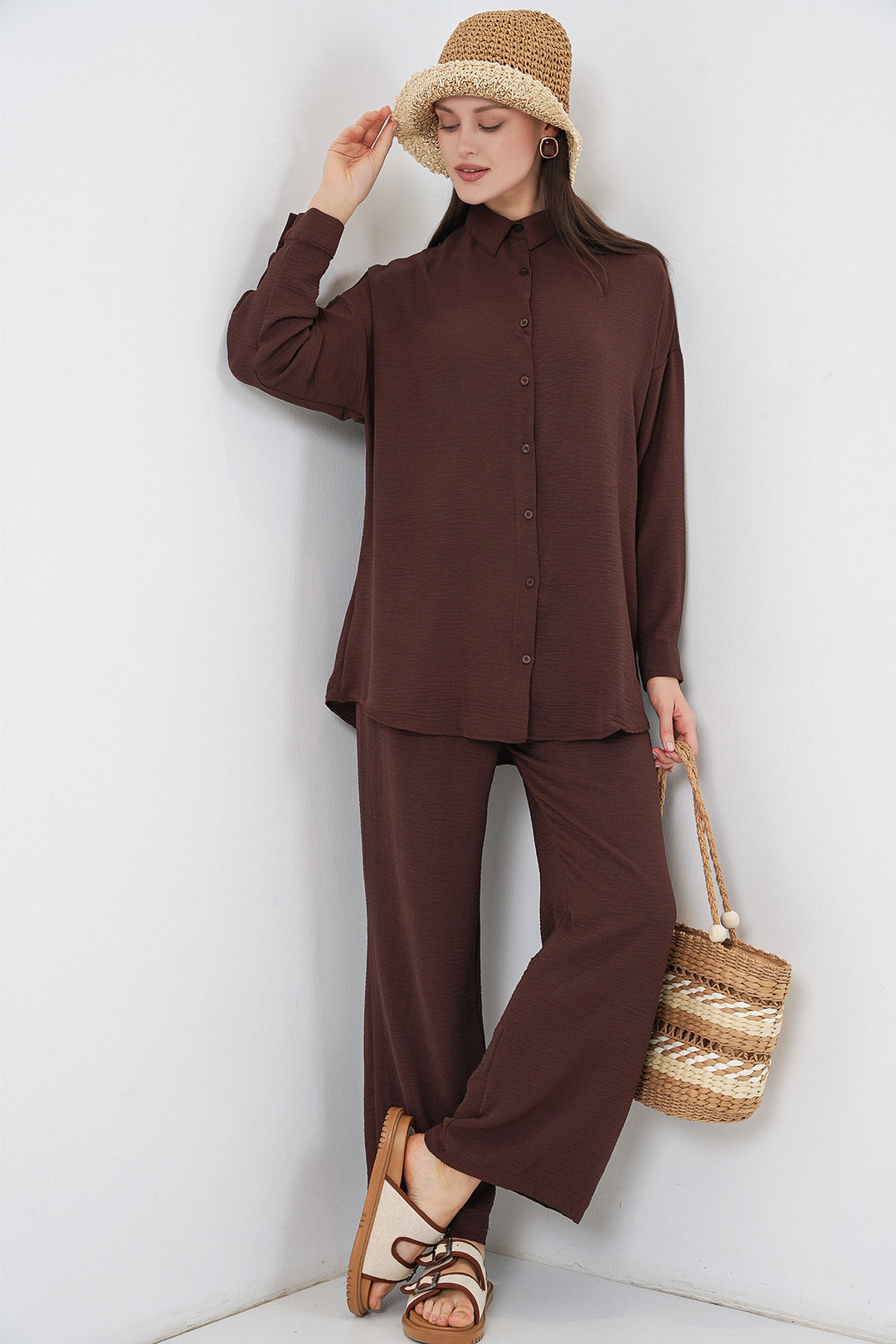 Bigdart Ensemble de pantalon et chemise pour femmes 30063 - Marron