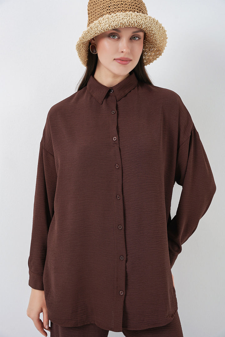 Bigdart Ensemble de pantalon et chemise pour femmes 30063 - Marron