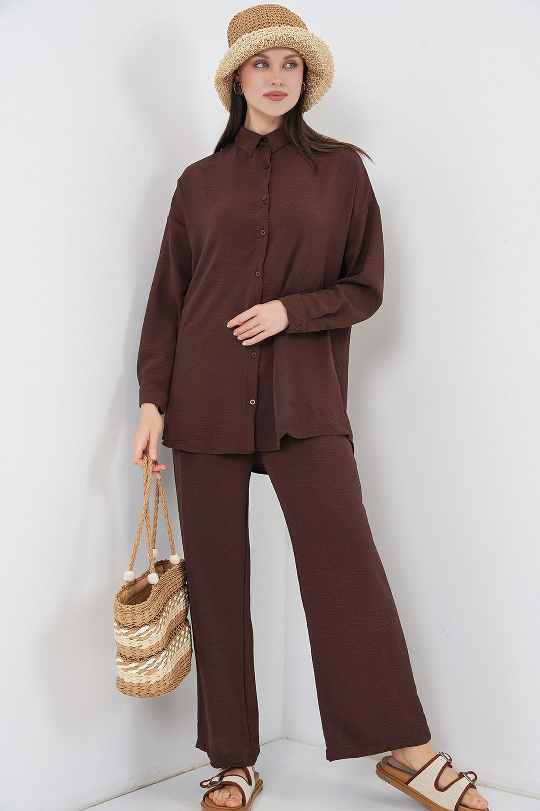 Bigdart Ensemble de pantalon et chemise pour femmes 30063 - Marron