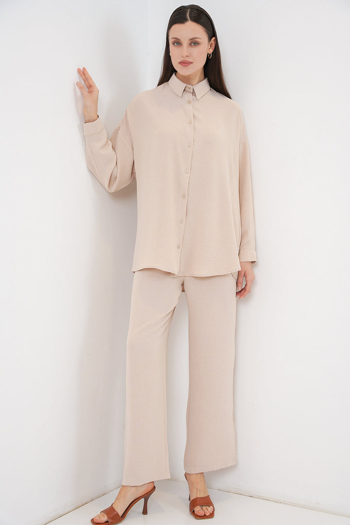 Bigdart Ensemble de pantalon et chemise pour femmes 30063 - Crème