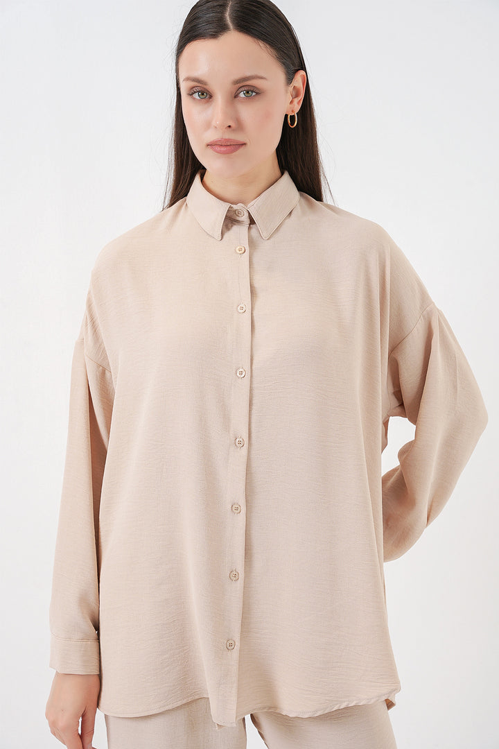Bigdart Ensemble de pantalon et chemise pour femmes 30063 - Crème