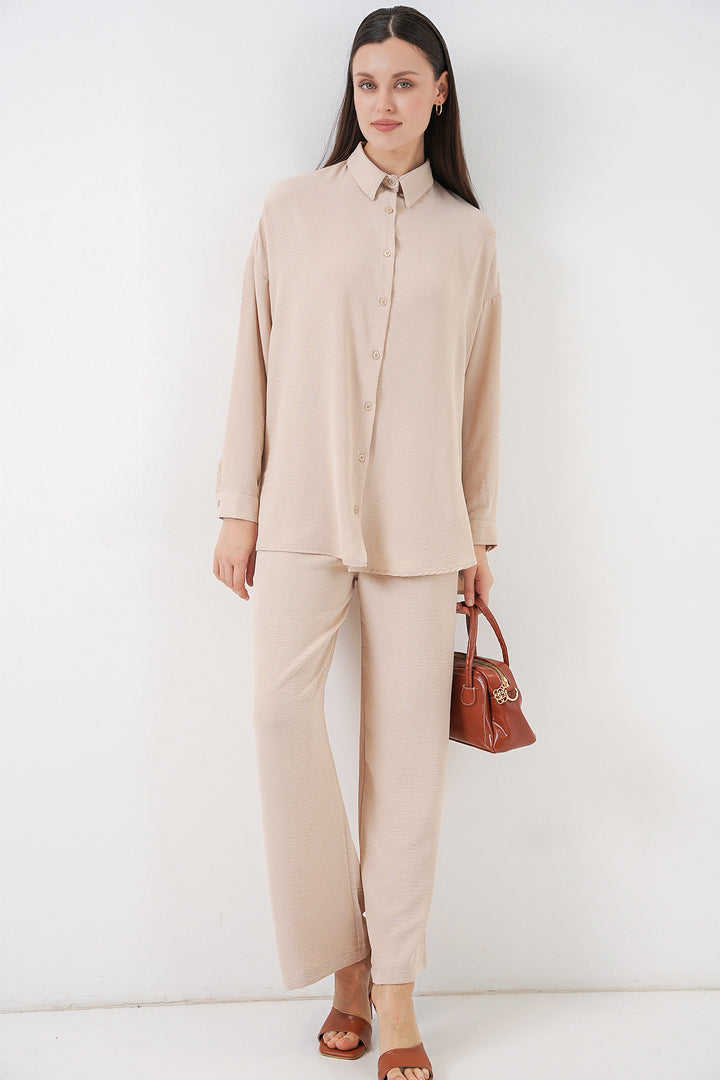 Bigdart Ensemble de pantalon et chemise pour femmes 30063 - Crème