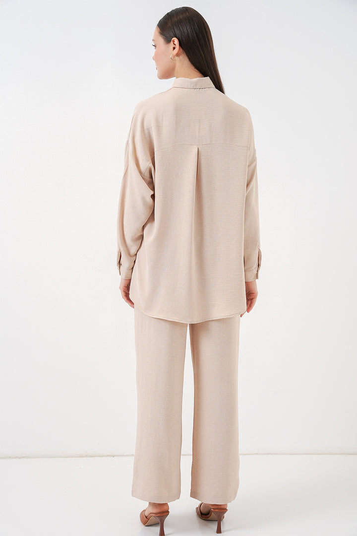 Bigdart Ensemble de pantalon et chemise pour femmes 30063 - Crème