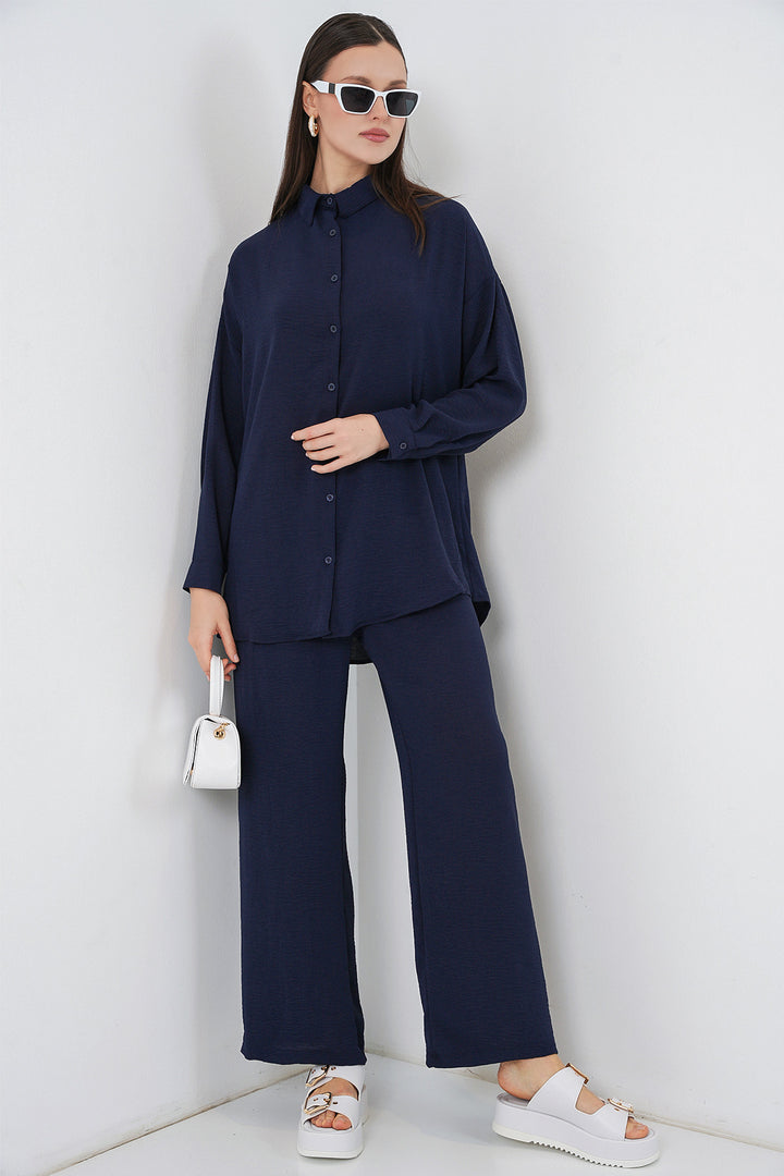 Bigdart Ensemble de pantalon et chemise pour femmes 30063 - Bleu marine